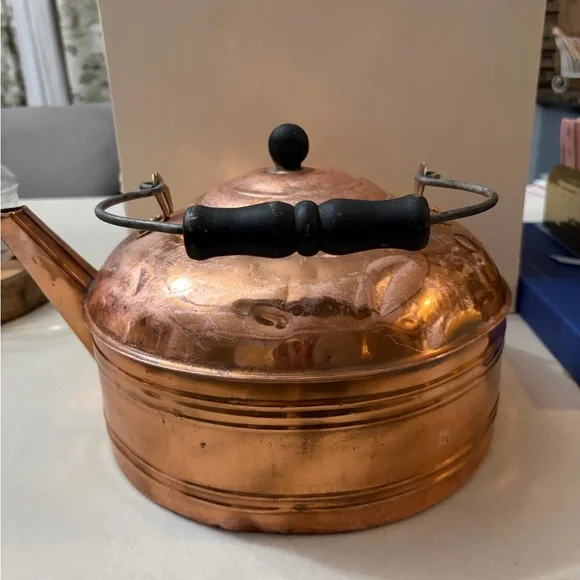 Vintage Revere Copper Tea Kettle with Black Handle - Picture 1 of 16